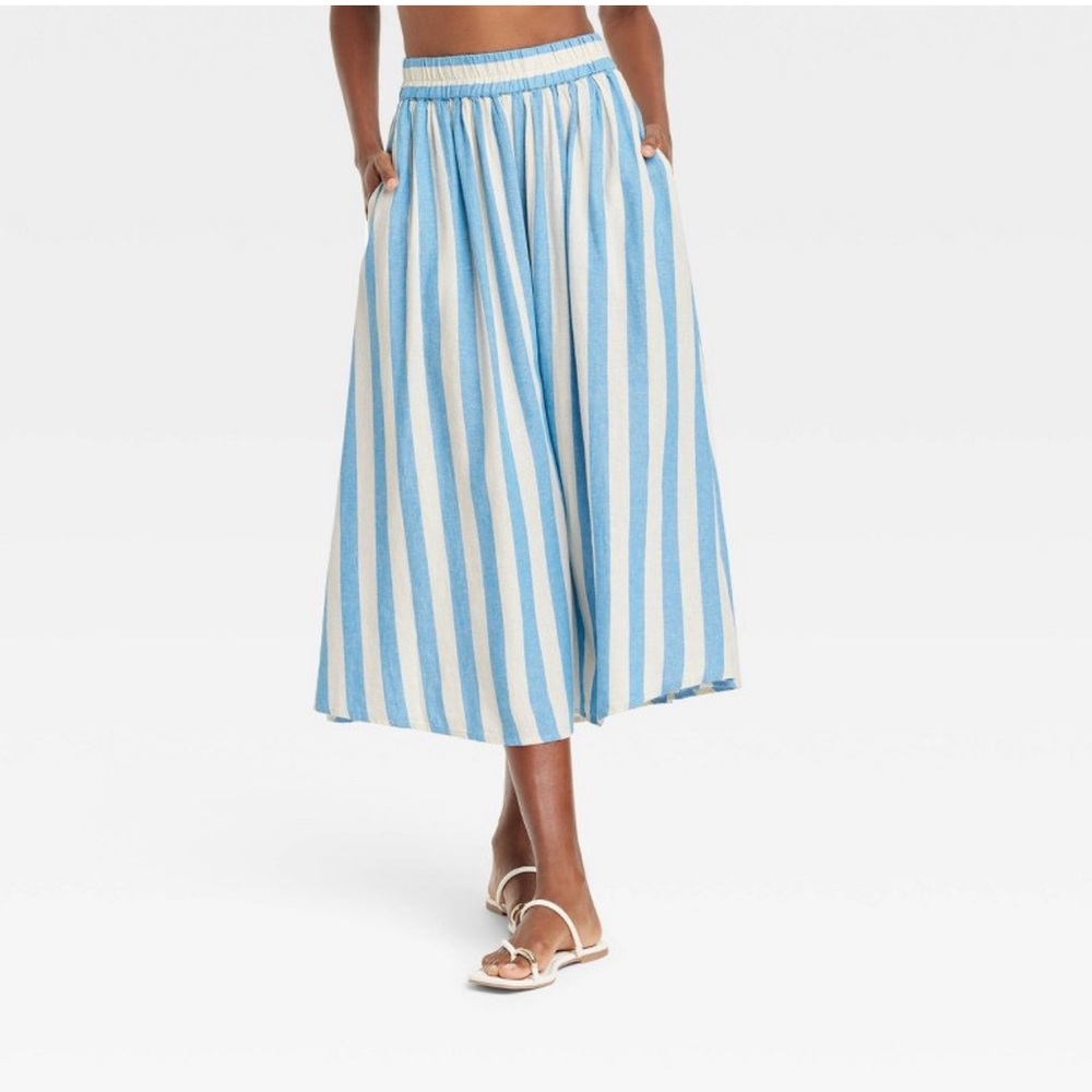 Beach Bungalow Linen Midi Picnic Skirt from A New Day sz L
